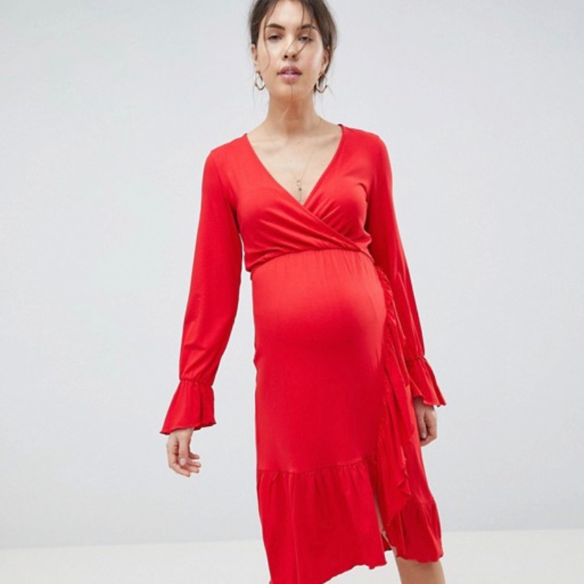 Asos Maternity/Nursing Wrap Dress W/ Frill
